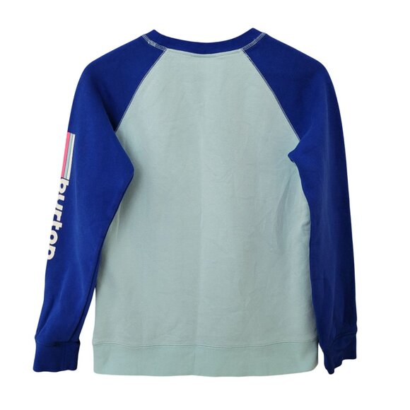 Burton Moonridge Crewneck Fleece Sweatshirt Womens Sz S Blue Graphic Sleeve - Picture 2 of 5